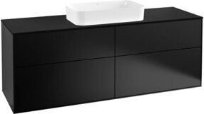 Villeroy & Boch Waschtischunterschrank Finion Wandmontiert in Schwarz mit LED-Beleuchtung und Schubladen B: 160 cm, T: 50,1 cm, H: 60,3 cm - Bild 1