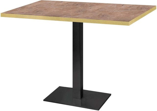 RestooTab Tisch Milan rechteckig mit braun marmorierter Platte und schwarzem Gestell, B/T/H: 120 x 70 x 75 cm - Bild 1