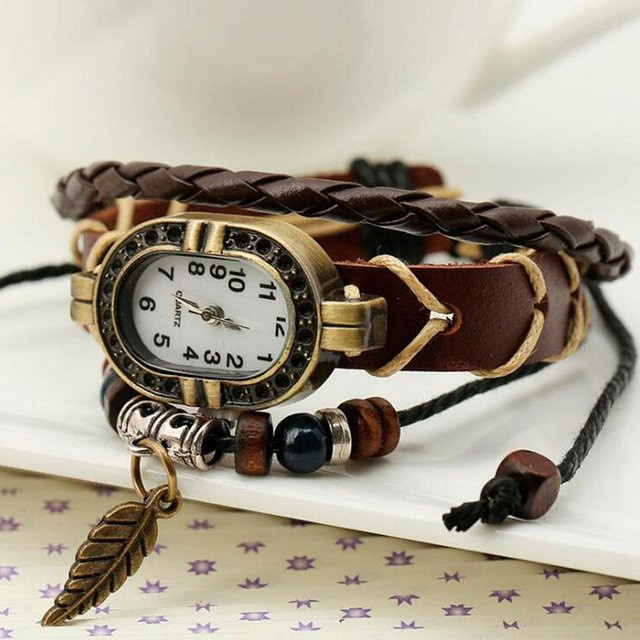 YIRAN Armbanduhr Leder, Quarz, Schwarz, Damen - Bild 1