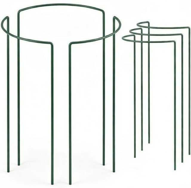 TTL GARDEN Strauchstütze Pflanzenhalter aus Metall in Grün, 3er Set, Höhe: 70 cm, Breite: 40 cm - Bild 1