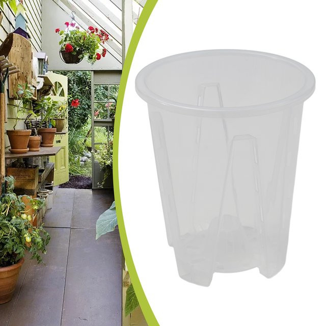 Transparenter Orchideentopf aus Kunststoff mit Belüftungslöchern für Orchideen und Sukkulenten, Farbe: transparent - Bild 1