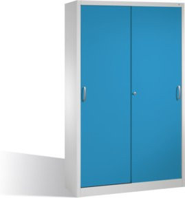 C+P Werkzeugschrank mit Schiebetüren und 4 Regalböden, Farbe Lichtblau und Lichtgrau, H: 195 cm, B: 120 cm, T: 40 cm - Bild 1