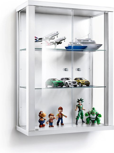 K-Möbel Hängevitrine mit Glastüren in Weiß, B/H/T: 80 x 60 x 25 cm - Bild 1