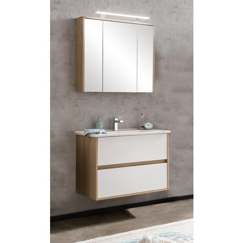 Schildmeyer Waschtisch Mali in Mattweiß Eiche, Wandmontage, B: 85 cm, H: 61 cm - Bild 3