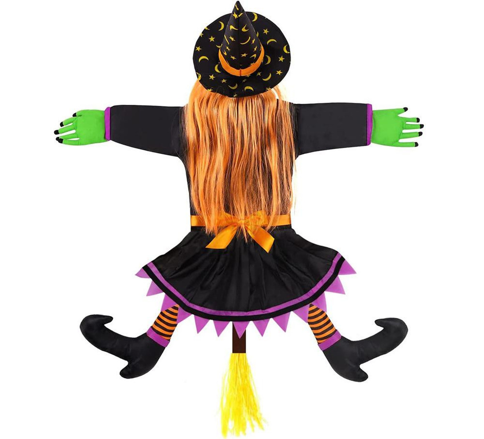 Tooarts Hexendekoration für Halloween in Violett mit Stern- und Monddruck aus Nylonstoff - Bild 5