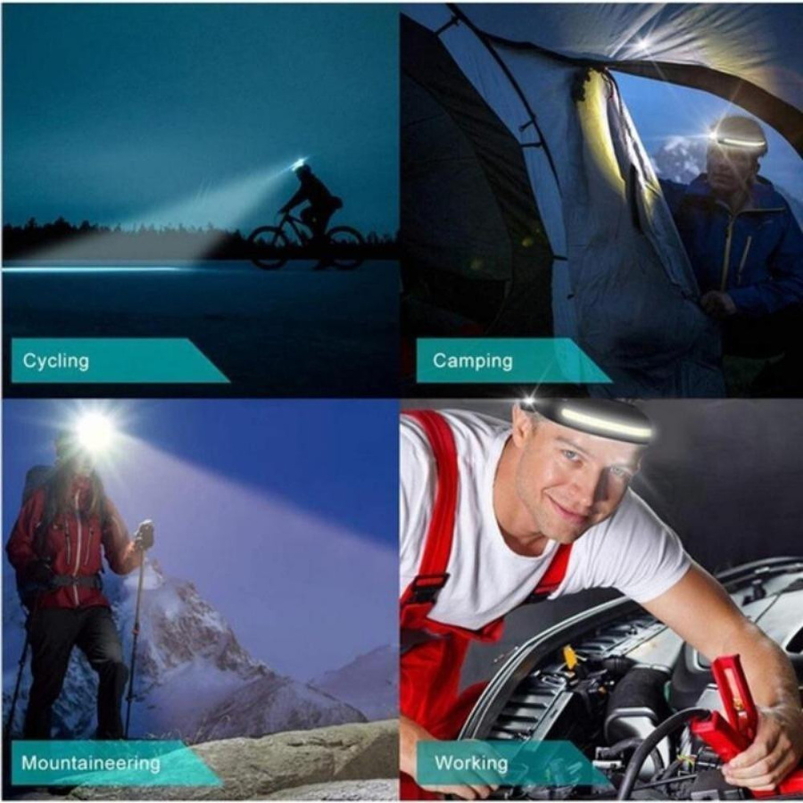 USB wiederaufladbare LED-Stirnlampe mit XPE und COB-Scheinwerfer, wasserdichte Sensor-Stirnlampe für Angeln und Camping in Weiß von LIUXING Fire Outdoor Lighting Factory - Bild 5