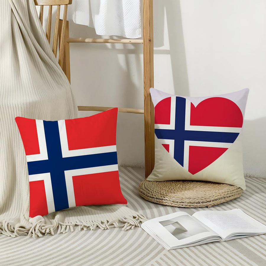 Kissenbezug Norwegen Flagge in Rot und Blau, weich und geruchlos, B/T: 18 x 18 cm - Bild 2