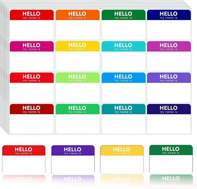 80 Stück Namensschilder Hallo Mein Name Ist Aufkleber in 6 bunten Farben von Binchi Outdoor Product, 10 Blätter, B/H: 3,5 x 2 cm - Bild 1
