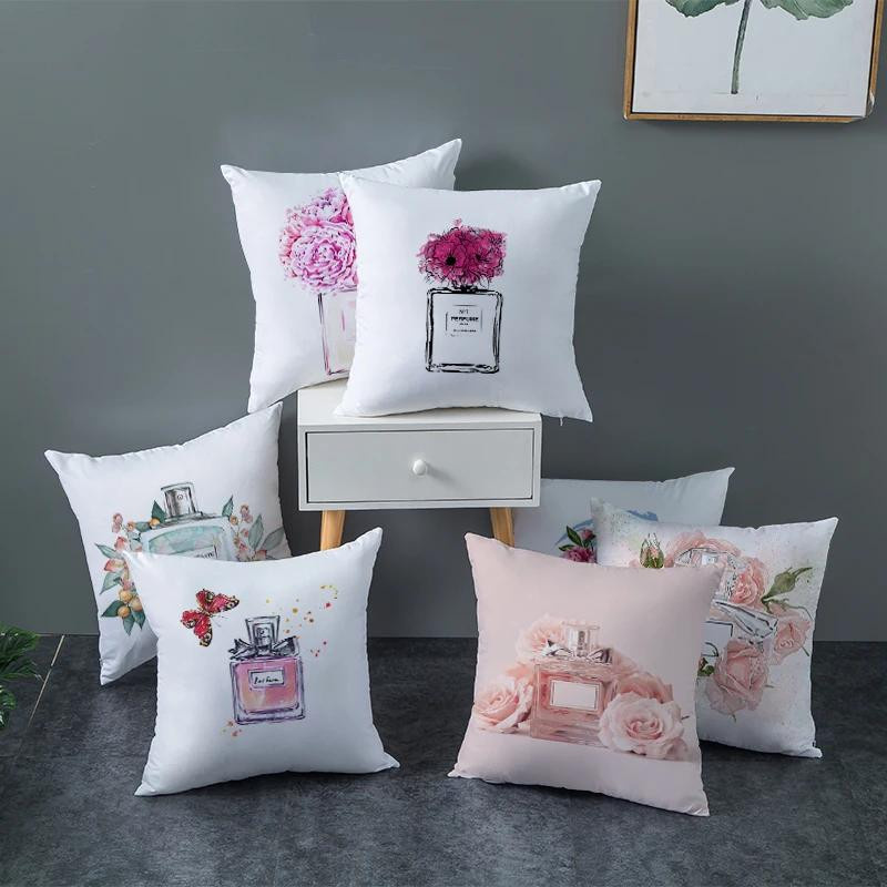 GUOYU HOMEDECOR Kissenbezug mit Parfümflaschen-Motiv aus Samt, B/B/H: 30,48 x 30,48 x 30,48 cm - Bild 2