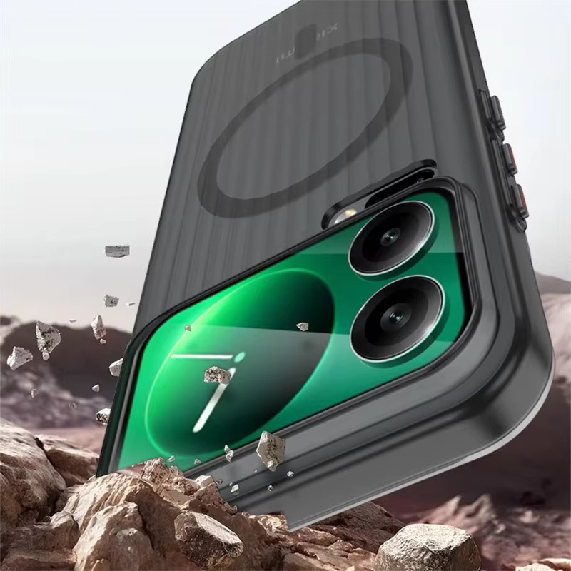 Transparente MagSafe Handyhülle mit mattem Gepäckstreifen-Design für Xiaomi 17 Pro Max und Xiaomi 17 Pro 5G, stoßfeste Schutzhülle in Weiß - Bild 4