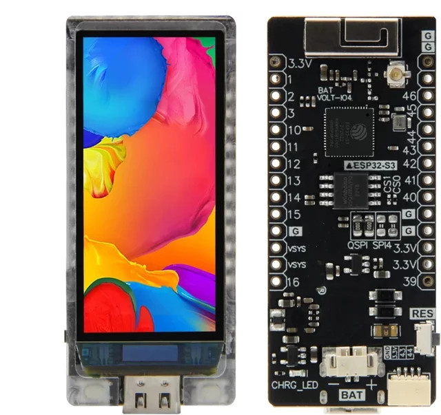 Lilygo T-Display-S3 AMOLED Entwicklungsboard mit 1,91 Zoll Display, ESP32-S3, 2 programmierbaren Tasten, SPI- oder QSPI-Schnittstelle, Schwarz - Bild 1