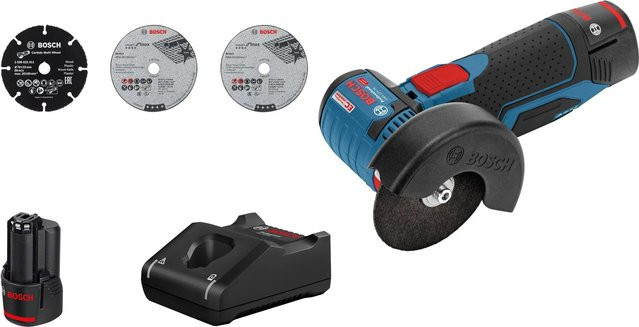 Bosch Professional Akku-Winkelschleifer GWS 12V-76 in Blau/Schwarz mit 2 Akkus und Ladegerät - Bild 1