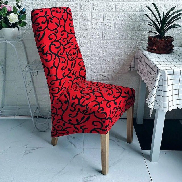 BC-Warm Home Stretch-Stuhlbezug mit King-Rückenlehne in Rot, XL-Stuhlbezug mit Grafikdruck für Esszimmer und Bankett-Dekoration - Bild 1