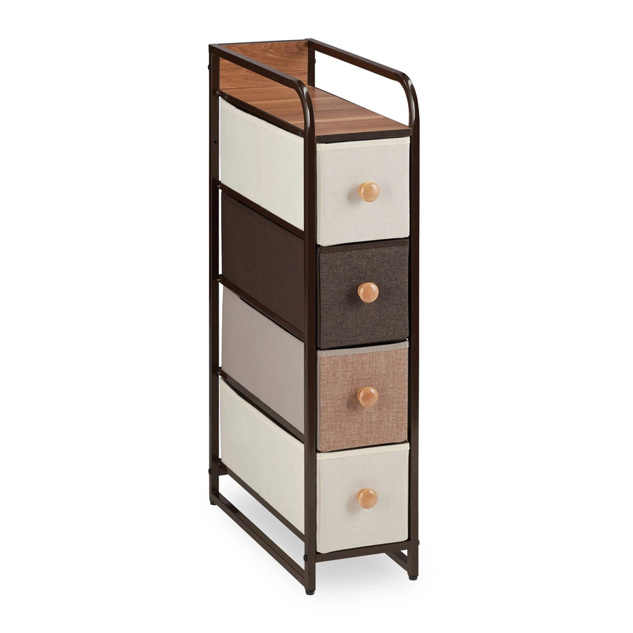 Relaxdays Schubladenschrank in Creme mit Holzoptik, B/T/H: 84,5 x 20 x 49,5 cm - Bild 2