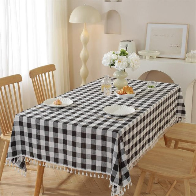 JMG Household Supplies Tischdecke im nordischen minimalistischen Stil mit Fransen, Polyester, B/B: 140 x 140 cm - Bild 1