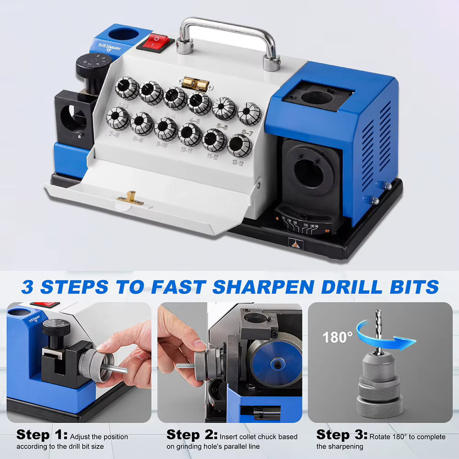 Podofo Hochpräzisions-Spiralbohrer-Schleifmaschine 220V mit automatischem Messerschleifer und Bohrerschärfer für 90-145 Grad - Bild 5