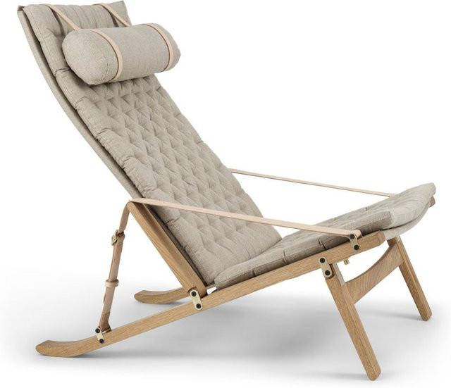 Carl Hansen & Søn FK10 Plico Chair mit Holzgestell und Stoffbezug in Beige - Bild 1