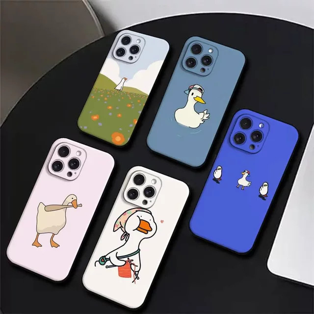 Handyhülle mit Cartoon-Gans-Design für iPhone (verschiedene Modelle), Silikon, Schwarz und Mehrfarbig - Bild 1