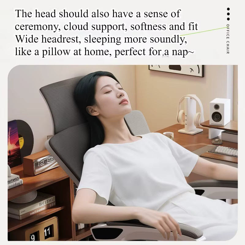 Ergonomischer Computerstuhl von LIUSHADUOLA in Schwarz oder Weiß mit Kopfstütze und verstellbarer Rückenlehne für Home-Office und Pausen - Bild 3