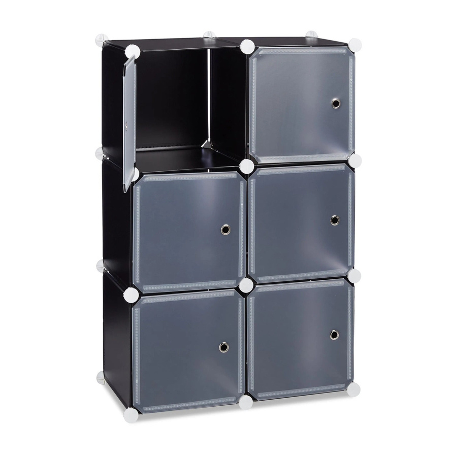 Relaxdays Regalsystem aus Kunststoff und Metall in Schwarz mit 6 Türen, H x B x T: 97,5 x 66 x 31,5 cm - Bild 2