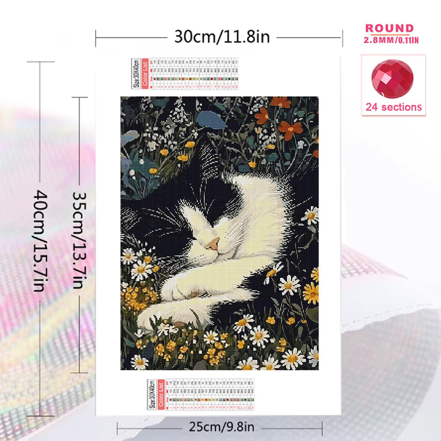 Momoart 5D DIY Diamant-Mosaik Katzenbild, Strass-Diamantmalerei, Tiere - Bild 2