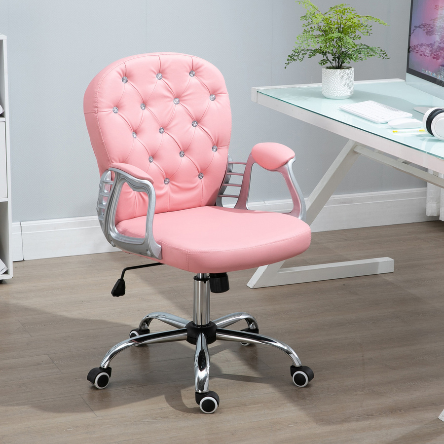 Vinsetto Bürostuhl Chefsessel ergonomisch gepolstert, Rosa, B: 59,5 cm, T: 60,5 cm, H: 95-105 cm, Aosom - Bild 2