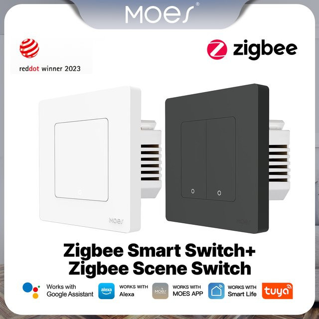 MOES Sternring Smart Push Button Switch Tuya ZigBee 3.0 Szenenschalter in Weiß mit Smart Life App Steuerung und Kompatibilität für Alexa und Google Home - Bild 1
