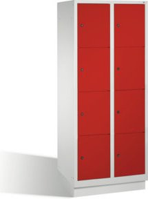 C+P Fächerschrank Classic auf Sockel mit 8 Fächern, Front Rubinrot und Korpus Lichtgrau, H x B x T: 180 x 81 x 50 cm - Bild 1