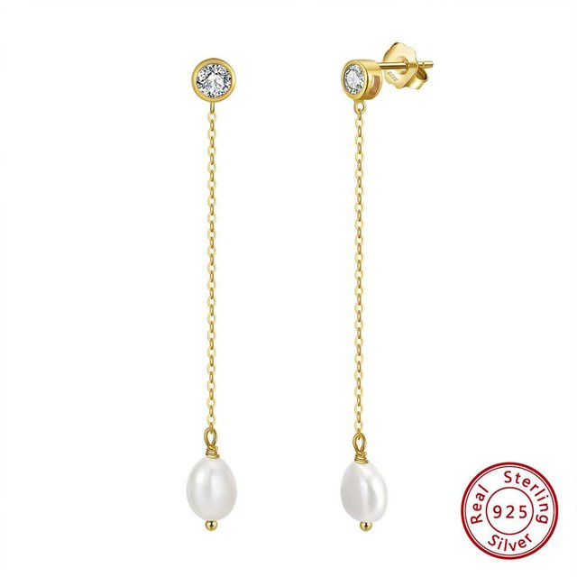 Ohrringe 925 Silber, Perle, Zirkonia, Damen - Bild 1