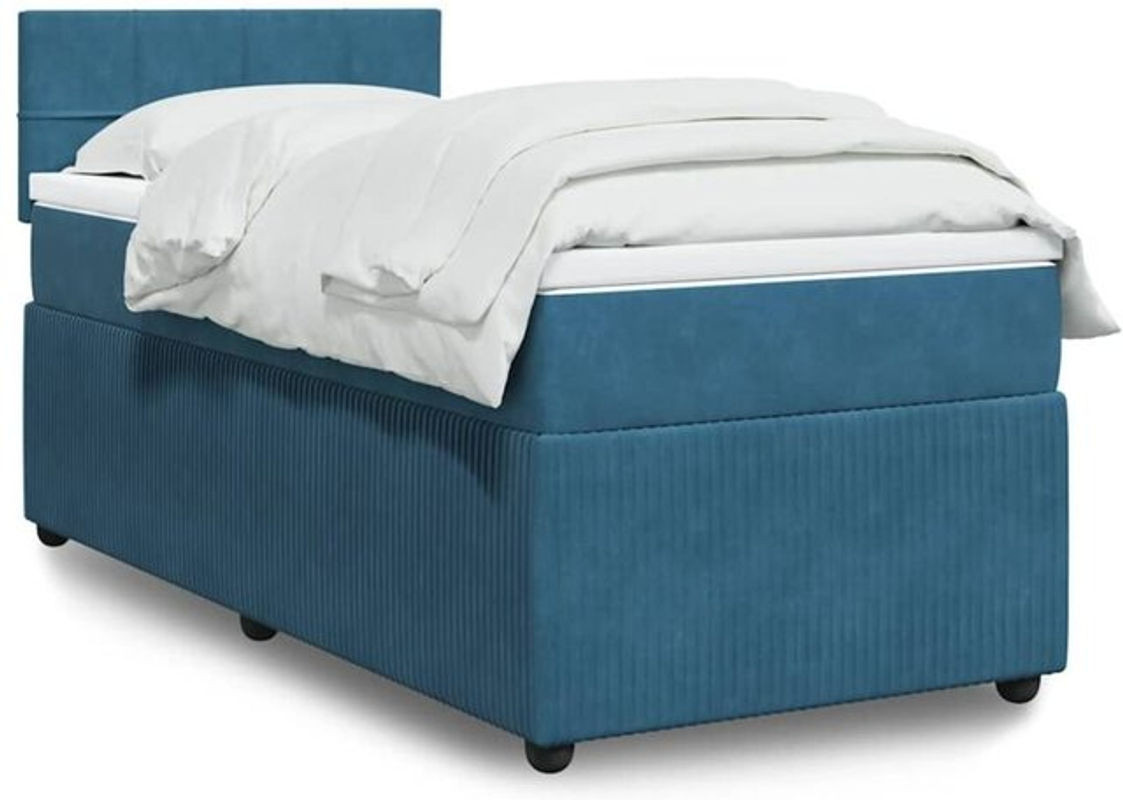 Vidaxl Boxspringbett mit Matratze in Blau, Samt und Holzwerkstoff, B/T: 100 x 200 cm - Bild 1