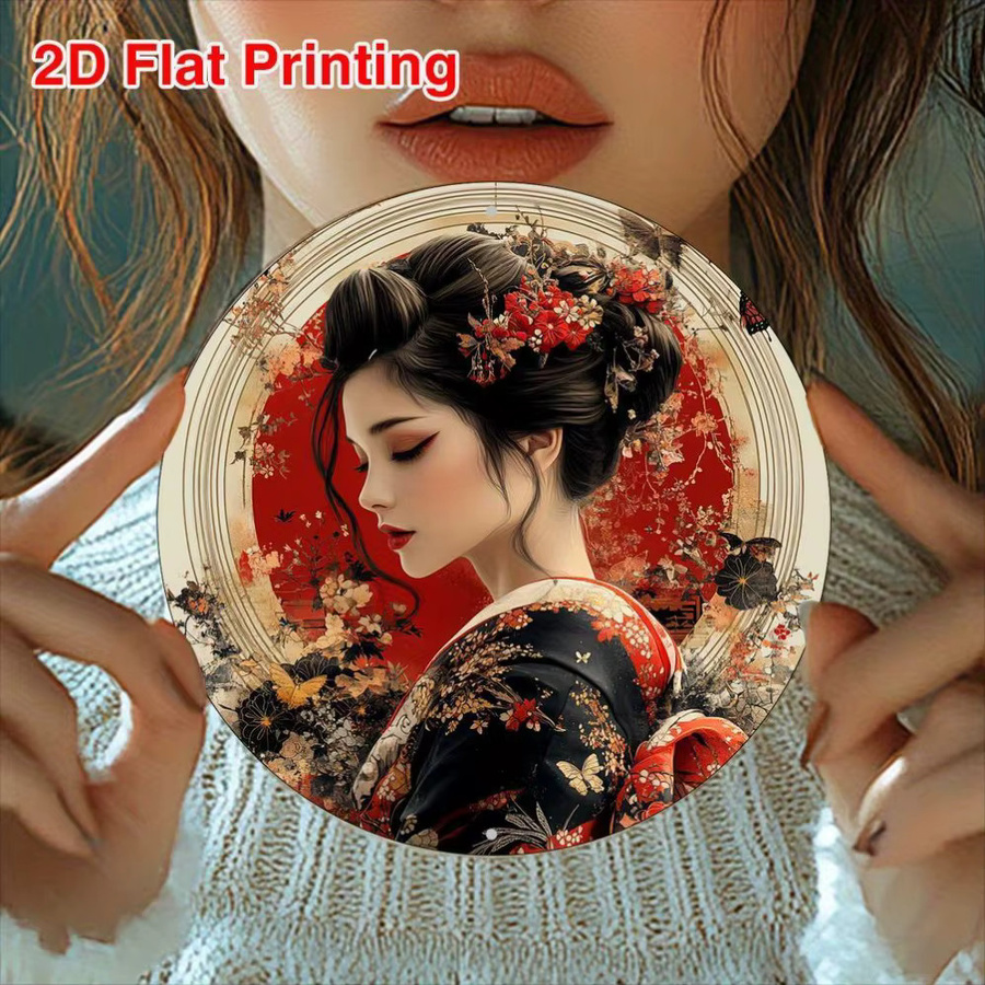 Rundes Metall-Wandschild Geisha im japanischen Stil von Hello Young, Multicolour, Durchmesser: 20 cm - Bild 2
