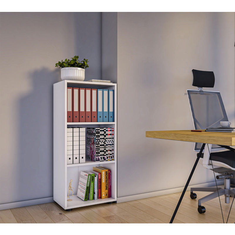 VCM Büroregal Ulas in Weiß mit 3 Fachböden aus Holzwerkstoff, Breite: 49 cm, Höhe: 108 cm, Tiefe: 32 cm - Bild 2