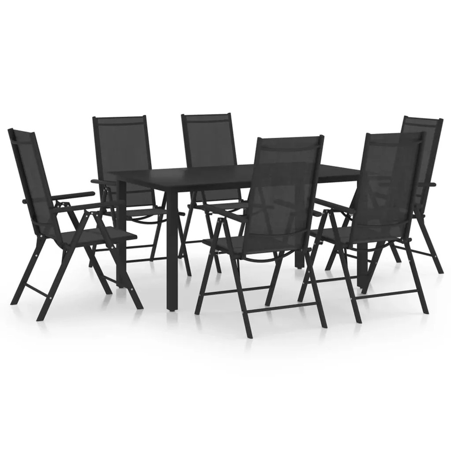 vidaXL 7-tlg Garten-Essgruppe Modell 3 aus Aluminium und Glas in Schwarz - Bild 2