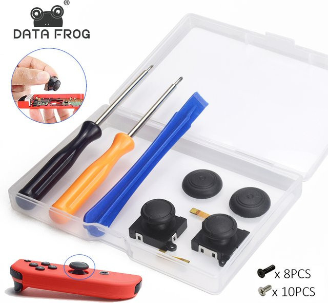 DATA FROG 3D Analog Joystick Ersatzset für Nintendo Switch Joy-Con und Switch Lite, Schwarz - Bild 1