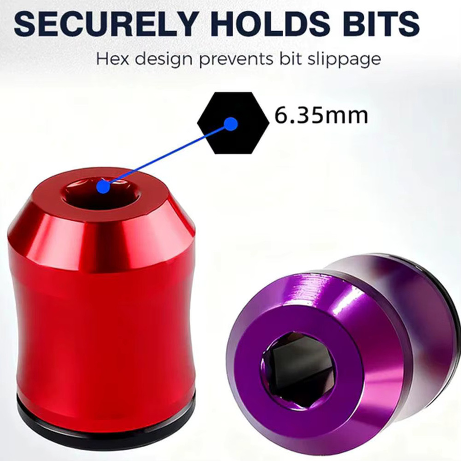 3-in-1 Magnetisierer und Schraubendreherkopf aus Aluminiumlegierung in Rot, 6,35 mm - Bild 4