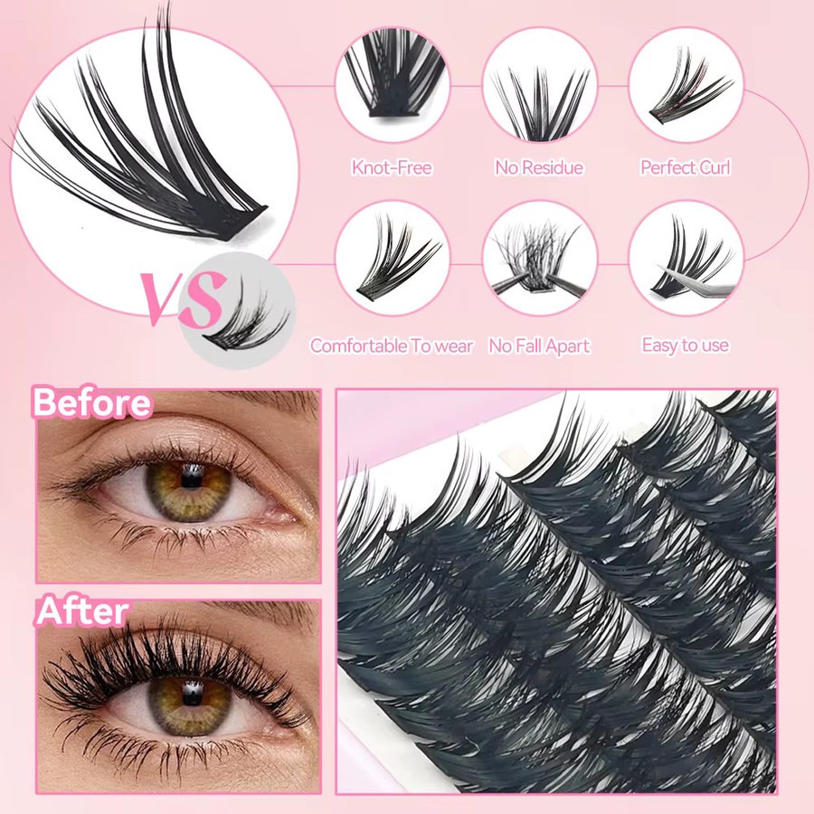 Yelix Wispy Lashes Wimpernverlängerungs-Set, 640 Stück, Black, Unisex - Bild 4