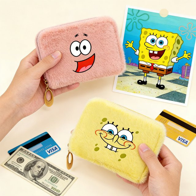 Potdemiel SpongeBob Patrick Star Quadratische Münzbörse, Plüsch-Handwärmer, Geldbörse Tasche - Bild 1