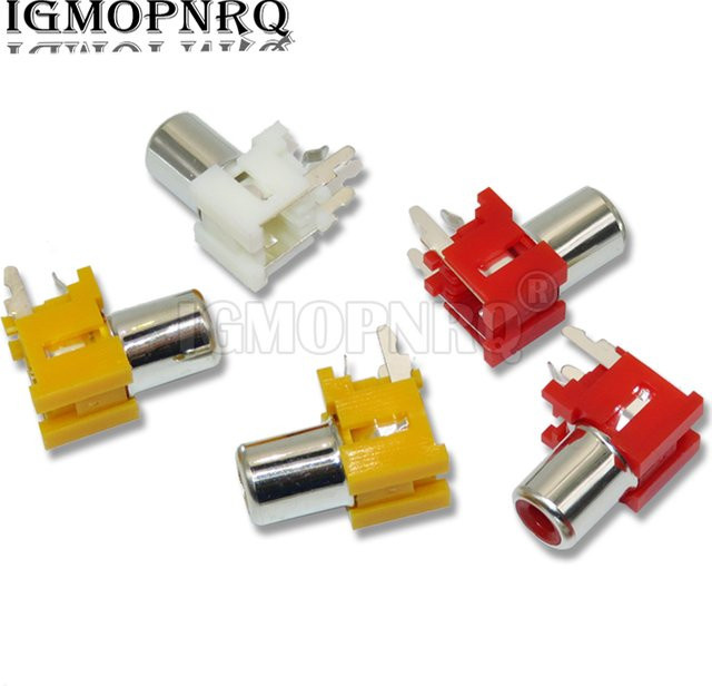 10er Set RCA Audio Buchsen Weiblich mit 1 Loch für AV Audio Eingang Signal in Rot, Weiß und Gelb - Bild 1