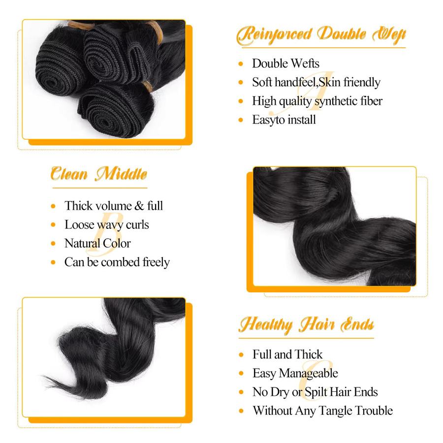 BUDABUDABUDA Haar Extensions Lose Tiefe Welle Synthetisch, 10 Zoll, 6 Teile, Damen - Bild 3