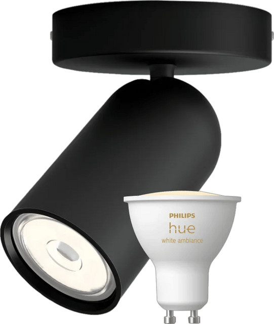 Philips Pongee Aufbauspot in Schwarz mit Philips Hue White Ambiance GU10 LED-Leuchtmittel - Bild 1
