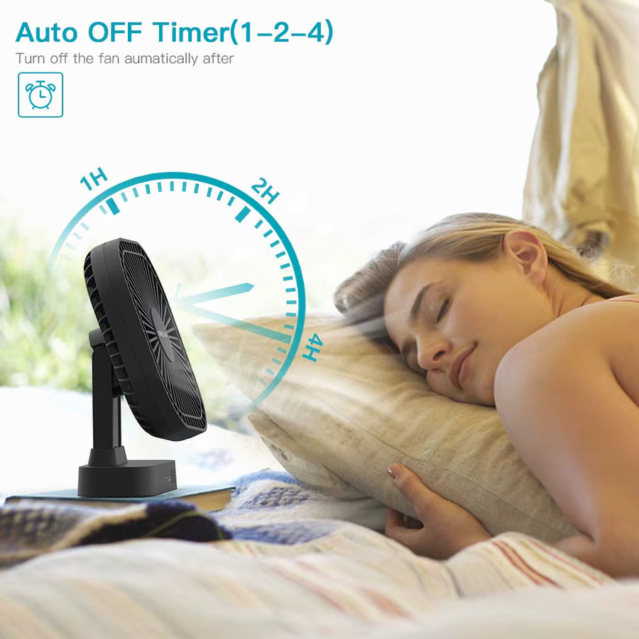 OPOLAR Mini-Tischventilator mit Magnetfuß und 5000 mAh Akku in Schwarz - Bild 5