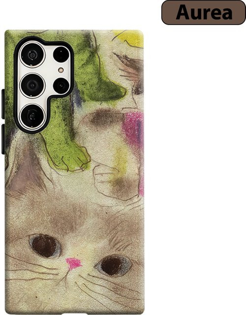 Stoßfeste Pop-Art Katzen Handyhülle für Samsung Galaxy S25 Ultra, S24 und S23 Ultra Plus in Multicolour mit robuster Doppelschicht-Rückabdeckung - Bild 1