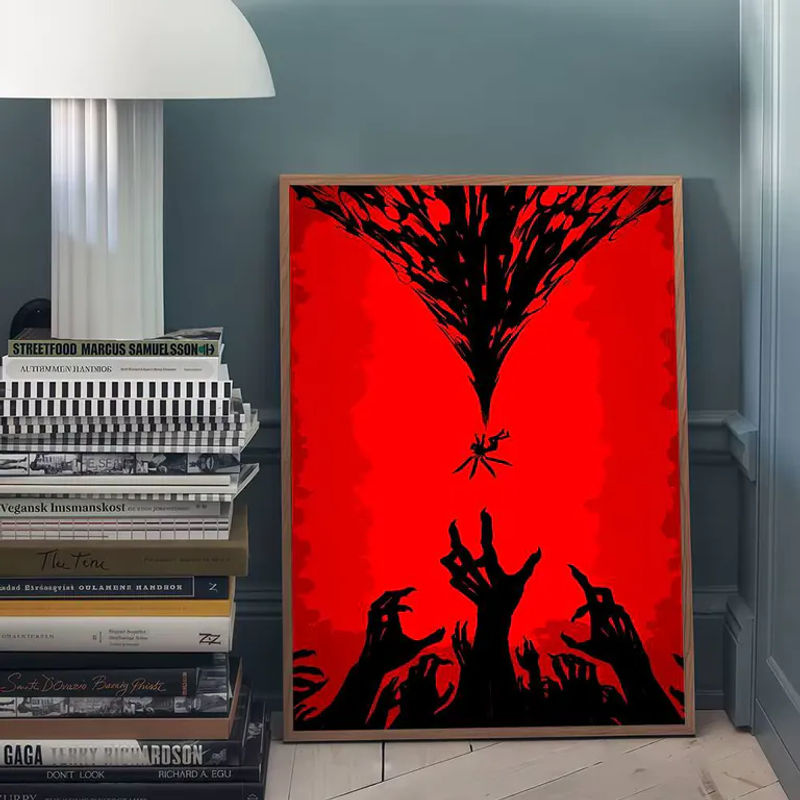 ULTRAKILL DIY Sticky Poster Vintage Kunstwerk in Weiß und Rot als abstrakte Wandmontage auf Papier - Bild 6