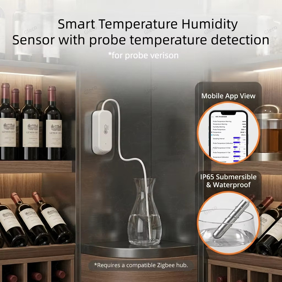 Coolo Smart Home Temperatur- und Feuchtigkeitssensor mit Sonde für Zigbee und WLAN in Weiß - Bild 2