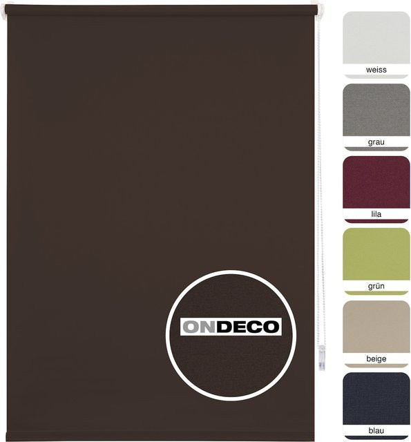 Ondeco Tageslichtrollo Win Klemmfix ohne Bohren, lichtdurchlässig, Farbe: Braun, B: 120 cm, H: 160 cm - Bild 1