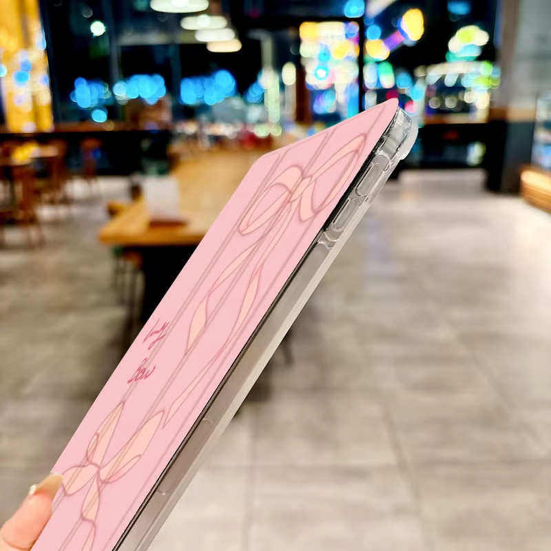 DecoPhone Tablet-Hülle mit Schleife für iPad Pro 10/11 Zoll und iPad Air 3/4/5 in Rosa Transparent mit Anti-Drop-Schutz - Bild 2