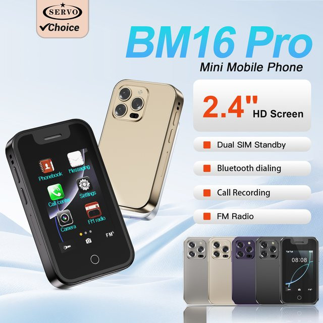 SERVO BM16 PRO Mini-Mobiltelefon in Schwarz mit 2,4 Zoll Touchscreen, Bluetooth, Dual-SIM und Rekorder - Bild 1