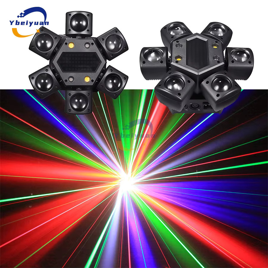 Ybeiyuan 80W LED RGBW 4-in-1 Moving Head mit Laser, Strobe und Pixel Licht, DMX512 und Fernbedienung, Schwarz, Multicolour - Bild 3