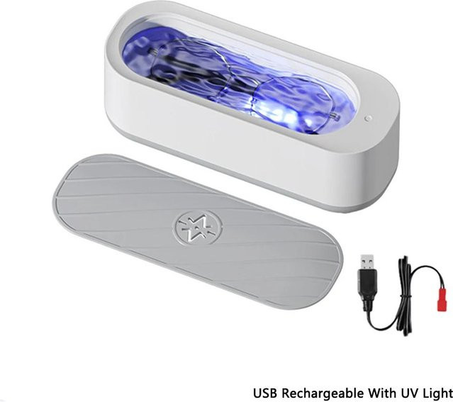 Binchi Keji Travel Ultraschall-Reinigungsmaschine 45000 Hz Hochfrequenz-Vibrationswaschreiniger in Weiß für Schmuck, Brillen und Uhren - Bild 1