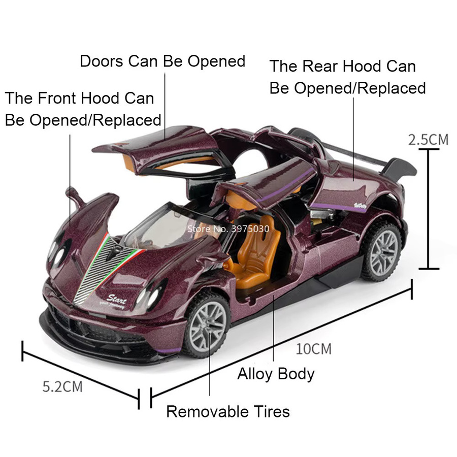 MAKEDA Pagani Zonda R AE86, Spielzeugmodelle, 1:43, Metall, Weiß - Bild 3